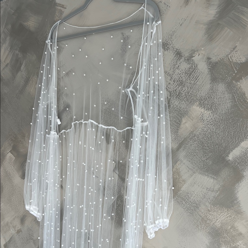Maternity Sheer White Robe - Picture 5 of 7